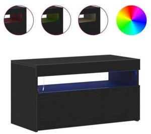vidaXL Szafki RTV z Oświetleniem LED 2 szt. Czarny Dąb 75x35x40 cm Drewno inżynieryjne 5