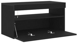 vidaXL Szafki RTV z Oświetleniem LED 2 szt. Czarny Dąb 75x35x40 cm Drewno inżynieryjne 7