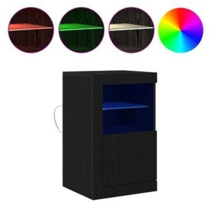 vidaXL Zestaw szafek bocznych z oświetleniem LED 2 szt. Czarny dąb 41x37x67 cm 6