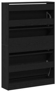 vidaXL Szafka na buty Czarny Dąb 80x21x125,5 cm z drewna kompozytowego 8