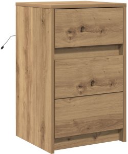 vidaXL Szafka Nocna z LED Dąb Rzemieślniczy Drewno Inżynieryjne 2