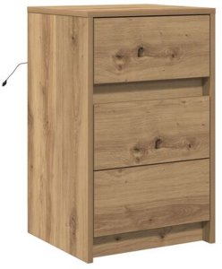 vidaXL Szafka Nocna z LED Dąb Rzemieślniczy Drewno Inżynieryjne 3