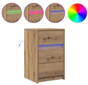 vidaXL Szafka Nocna z LED Dąb Rzemieślniczy Drewno Inżynieryjne 6