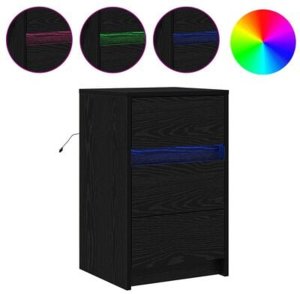 vidaXL Szafka nocna z LED Czarny dąb Materiał drewnopochodny 5