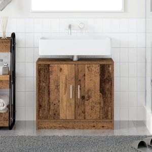 vidaXL Szafka pod umywalkę Stare Drewno 63x29x55 cm Lite drewno 1