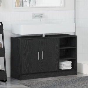 vidaXL Cabinet umywalkowy czarny dąb 90x29x55 cm Drewno inżynieryjne 5