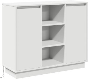 vidaXL Szafka z LED Biała 90x32x75 cm wykonana z materiału kompozytowego 2