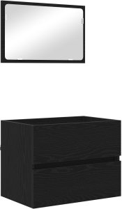 vidaXL 2-częściowy zestaw mebli łazienkowych z czarnego dębu i drewna inżynieryjnego 2