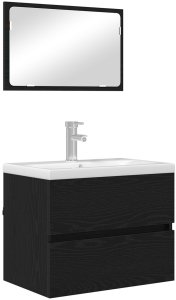 vidaXL 2-częściowy zestaw mebli łazienkowych z czarnego dębu i drewna inżynieryjnego 3