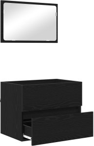vidaXL 2-częściowy zestaw mebli łazienkowych z czarnego dębu i drewna inżynieryjnego 5