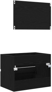 vidaXL 2-częściowy zestaw mebli łazienkowych z czarnego dębu i drewna inżynieryjnego 10