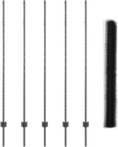 Słupki ogrodzeniowe 10 szt. kanał U szary 160 cm stal, Szare ogrodzenie sześciokątne 1,6x10 m stal 2