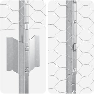 Słupki ogrodzeniowe 10 sztuk U-Channel 150 cm Stal ocynkowana, Ogrodzenie heksagonalne 1,5x10 m Stal ocynkowana 7