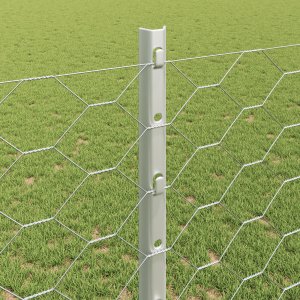 Słupki ogrodzeniowe 10 szt. U-Channel 120 cm ocynkowana stal, Sześciokątne ogrodzenie 1,2 x 10 m ocynkowana stal 3