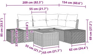 Zestaw mebli ogrodowych 5-częściowy z poduszkami beżowy, polirattan, akacja 9