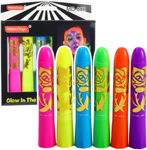 Zestaw Do Malowania Twarzy Pisaki Kredki Neonowe UV Fluorescencyjne 6szt LEAN 1