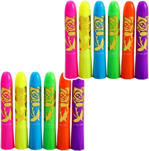 Zestaw Do Malowania Twarzy Pisaki Kredki Neonowe UV Fluorescencyjne 12szt LEAN 1