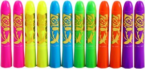 Zestaw Do Malowania Twarzy Pisaki Kredki Neonowe UV Fluorescencyjne 12szt LEAN 4