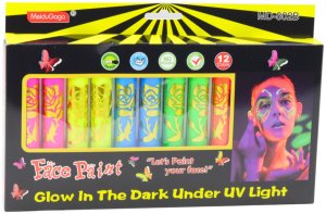Zestaw Do Malowania Twarzy Pisaki Kredki Neonowe UV Fluorescencyjne 12szt LEAN 5