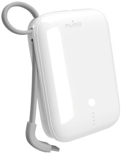 Powerbank Puro Power Link 10 Plus 10000 mAh z wbudowanym kablem USB-C – biały 1