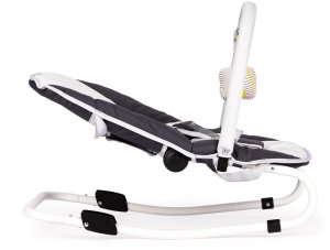 Leżaczek bujaczek składana kołyska z zabawkami biało-grafitowy 4