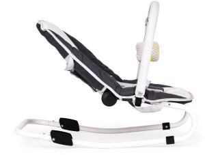 Leżaczek bujaczek składana kołyska z zabawkami biało-grafitowy 5