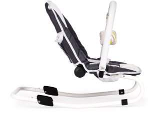 Leżaczek bujaczek składana kołyska z zabawkami biało-grafitowy 6