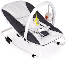 Leżaczek bujaczek składana kołyska z zabawkami biało-grafitowy 7