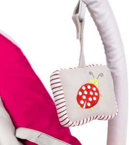 Leżaczek bujaczek składana kołyska z zabawkami biało-różowy 3