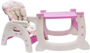 Krzesełko do karmienia zestaw 3w1 biało-różowe 5