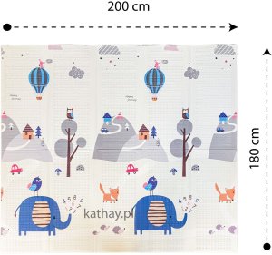 Dwustronna składana kolorowa edukacyjna piankowa mata dziecięca XXL 180x200 cm - słonik 3