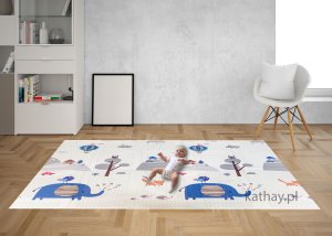 Dwustronna składana kolorowa edukacyjna piankowa mata dziecięca XXL 180x200 cm - słonik 4