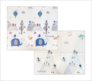 Dwustronna składana kolorowa edukacyjna piankowa mata dziecięca XXL 180x200 cm - słonik 7