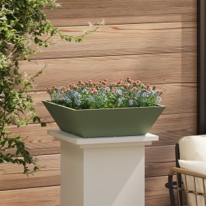 vidaXL Donica Metalowa Oliwkowa Metal 50 x 50 x 15 cm 2