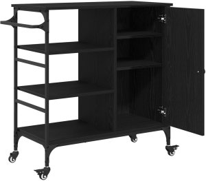 vidaXL Wózek kuchenny czarny dąb 87.5x38.5x84.5 cm materiał drewnopochodny 3