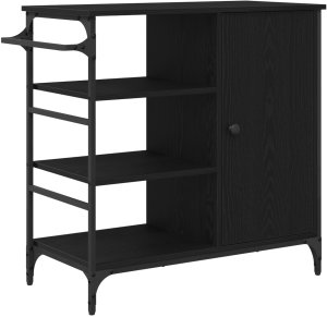 vidaXL Wózek kuchenny czarny dąb 87.5x38.5x84.5 cm materiał drewnopochodny 4