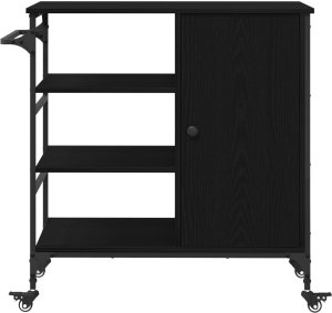 vidaXL Wózek kuchenny czarny dąb 87.5x38.5x84.5 cm materiał drewnopochodny 5
