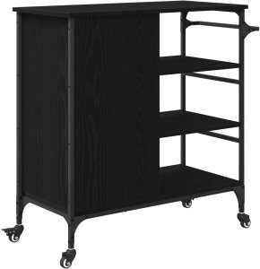 vidaXL Wózek kuchenny czarny dąb 87.5x38.5x84.5 cm materiał drewnopochodny 7