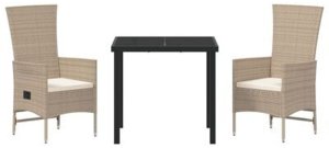 vidaXL 3-częściowy zestaw do jadalni ogrodowej z poduszkami beżowy polirattan 9