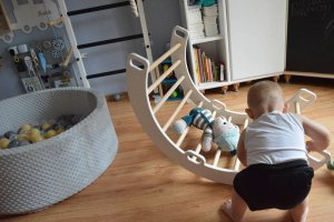 Domowy plac zabaw Sweet Plus drewno | Montessori | bujak + zjeżdżalnia 2w1 15