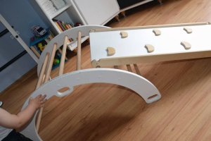 Domowy plac zabaw Sweet Plus drewno | Montessori | bujak + zjeżdżalnia 2w1 10