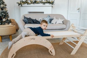 Plac zabaw do domu Moon Plus | różowo-szary | Bujak + zjeżdżalnia 2w1 8