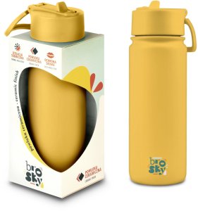 Brosky Basic Stalowa butelka na wodę w kolorze żółtym 550ml 2