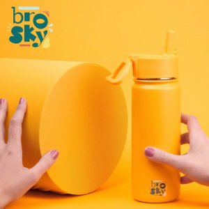 Brosky Basic Stalowa butelka na wodę w kolorze żółtym 550ml 3