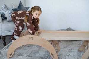 Plac zabaw do domu Moon Plus | niebiesko-kolorowy | Bujak + zjeżdżalnia 2w1 4