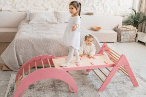 Plac zabaw do domu Moon Plus | biało-szary | Bujak + zjeżdżalnia 2w1 3