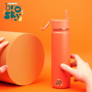 Brosky Basic Stalowa butelka na wodę w kolorze ceglastym 680ml 3