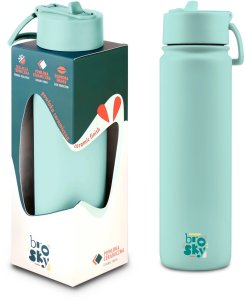 Quokka Brosky Basic Stalowa butelka na wodę w kolorze miętowym 680ml 2