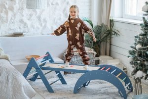 Plac zabaw do domu Moon Plus | różówy | Bujak + zjeżdżalnia 2w1 2