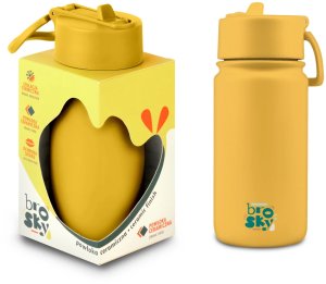 Brosky Basic Stalowa butelka na wodę w kolorze żółtym 450ml 2